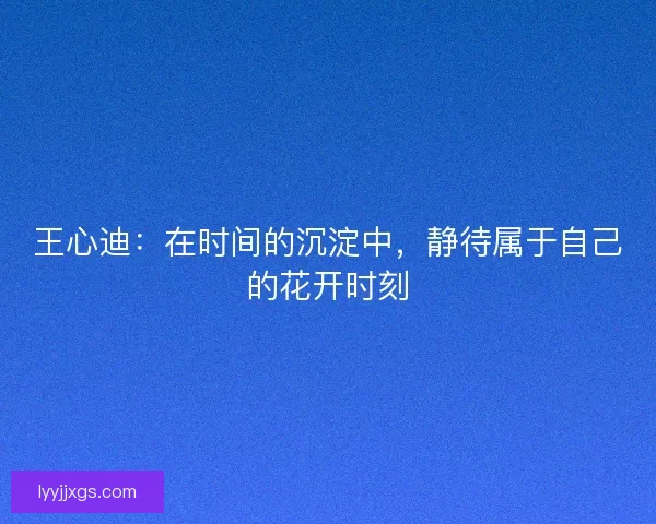 王心迪：在时间的沉淀中，静待属于自己的花开时刻